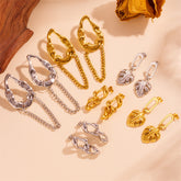 European And American Tassel Leaves Stainless Steel Non-fading Twist Earrings